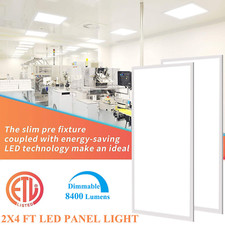 4 Pcs 2x4 LED Flat Panel Light 7800LM 5000K Dimmable Drop Ceiling Troffer Light