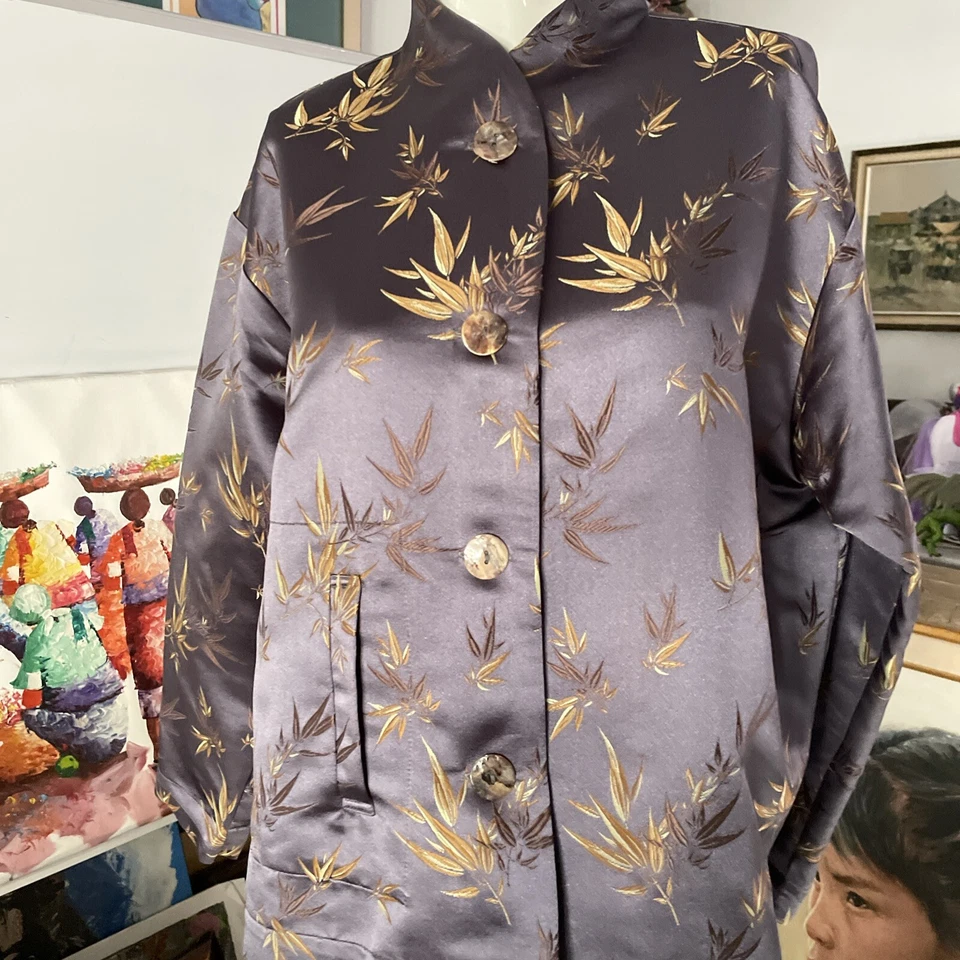 Chaqueta Blazer Babette Ballinger Cuello Alto Abotonada Bolsillo Asiático Talla M/L Foto 2 de 4