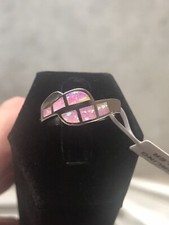 Pink Lab-Created Opal Sterling Silver Ring Size 7.75 See Pics/ Description
