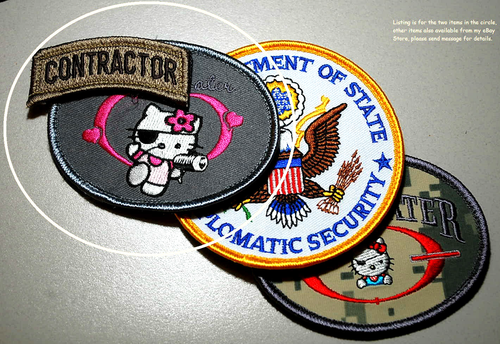 MILITARY CONTRACTOR PMC DIPLOMATIC SECURITY 3-PC: US FLAG + CONTRACTOR + KITTY - Picture 2 of 12