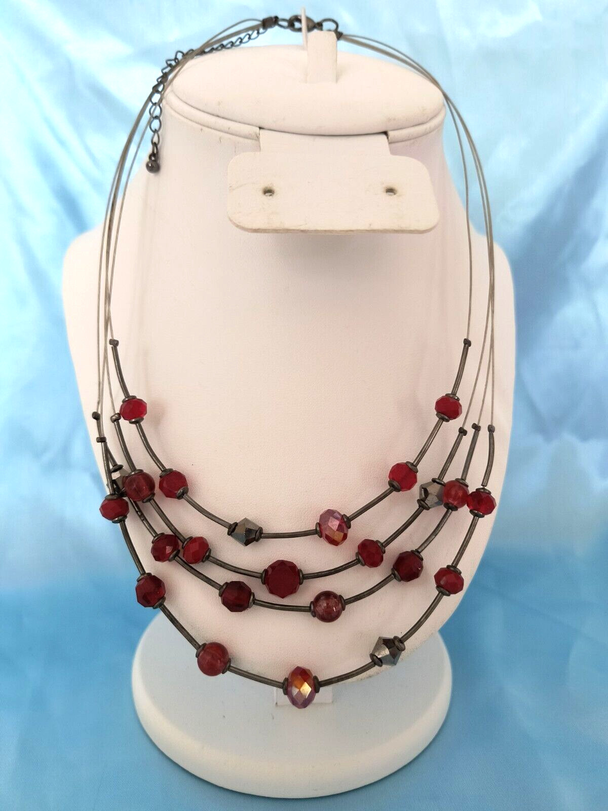 Women's Multistrand Statement Necklace Silver / R… - image 14