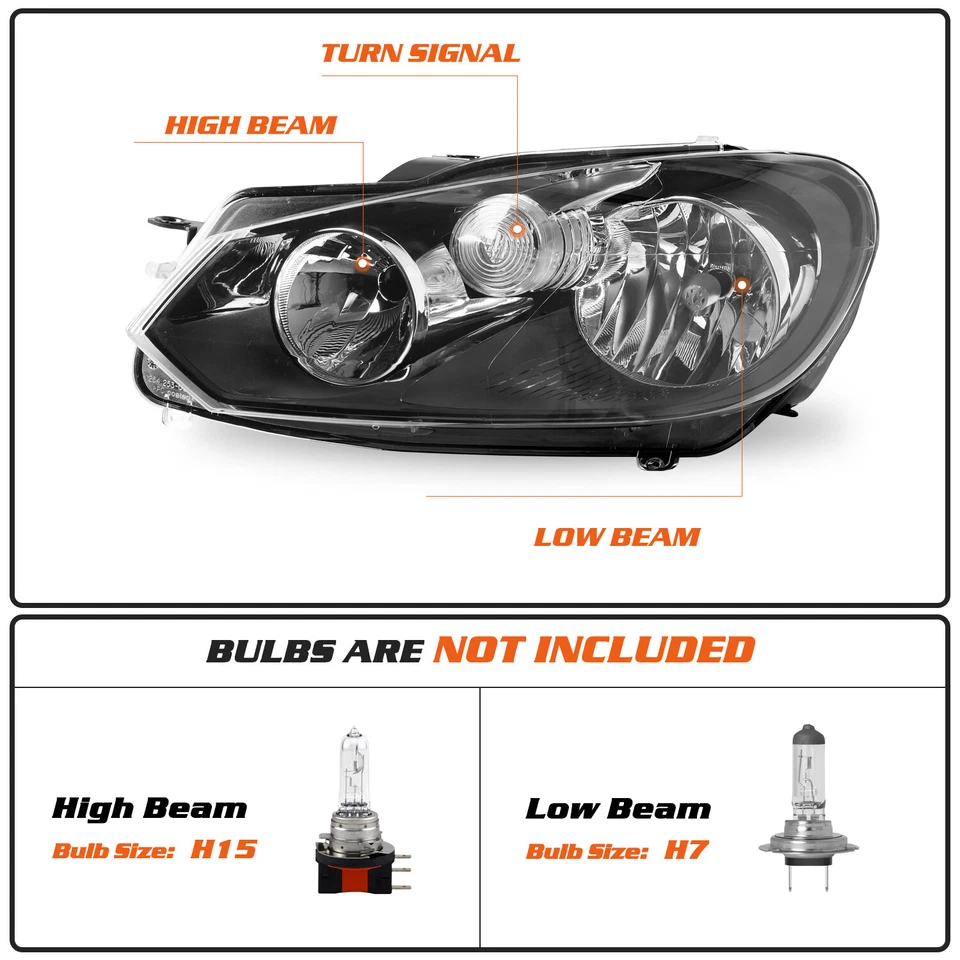 Par de montaje de faros para Volkswagen GTI Golf Jetta Sportwagen (MK6) 2010-2014 Foto 2 de 4