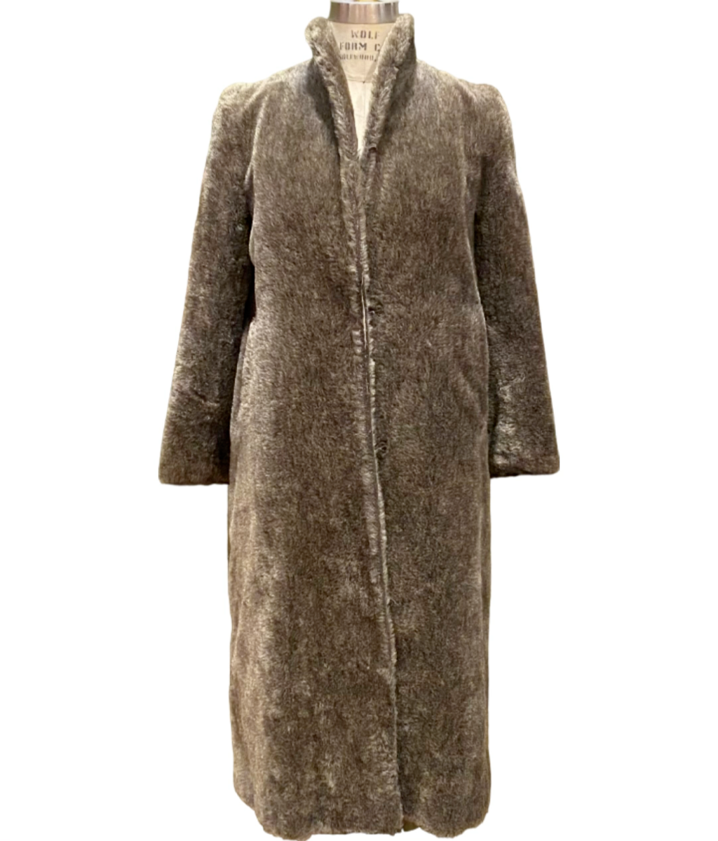 Vintage Motoluxe Teddy Bear Coat Women's Brown Alpaca Fur