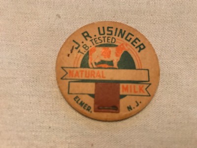 J. R. USINGER VINTAGE MILK BOTTLE CAP, ELMER, NEW JERSEY