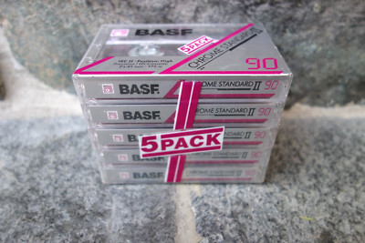 5pack vintage BASF chrome standard II 90 kassetten hifi cassette tapes empty
