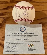 JHONNY PERALTA Autographed Signed RAWLINGS OML Baseball Sidsgraphs COA/HOLO