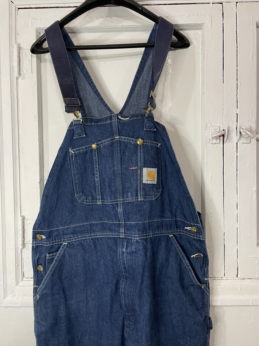 CARHARTT R08 DNM Men 38x30 Bib Overalls Carpenter Blue Denim