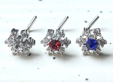 1pc CZ Gem Flower L-Bend 20g Nose Ring Stud Screw 316L Surgical Steel
