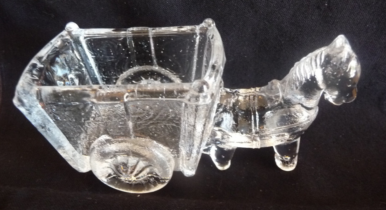 vtg TOOTHPICK Holder Horse & Cart WagonCandy clear Pattern Glass eBay