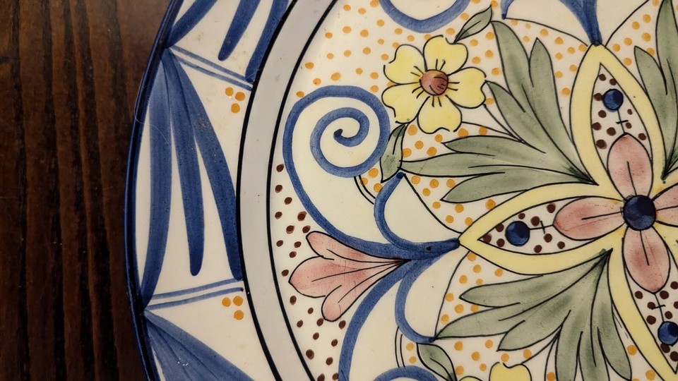 Large Spanish Floral Wall Hanging Plate eBay