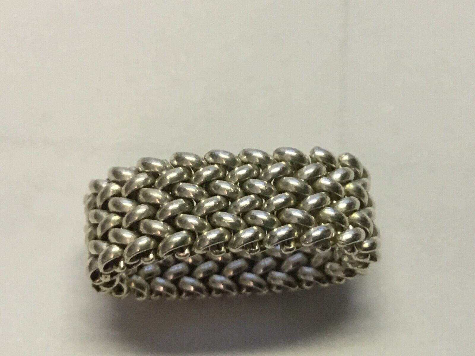 925 sterling silver mesh flexed chain band ring s… - image 1