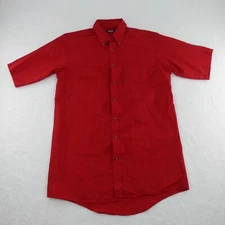 Red Kap Shirt Mens Large Red Button Down Tunic Work Short Sleeve