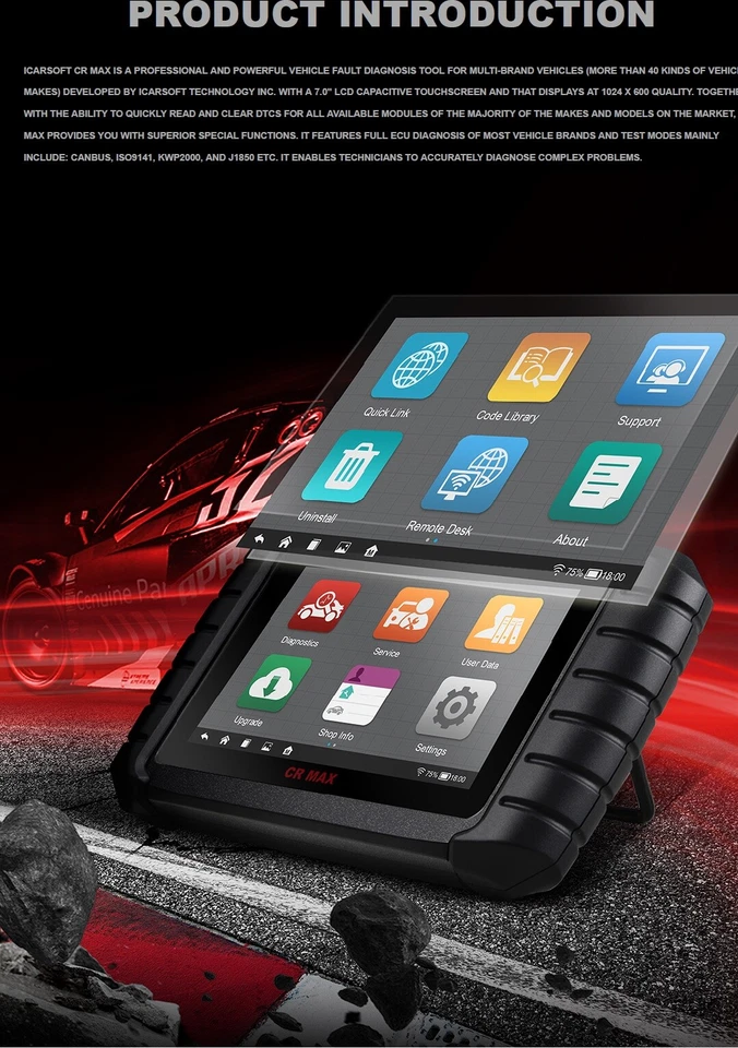 Nuevo 2025 iCarsoft OBD Diagnóstico CR MAX Offiz. Distribuidor + Gratis - Imagen 3 de 4