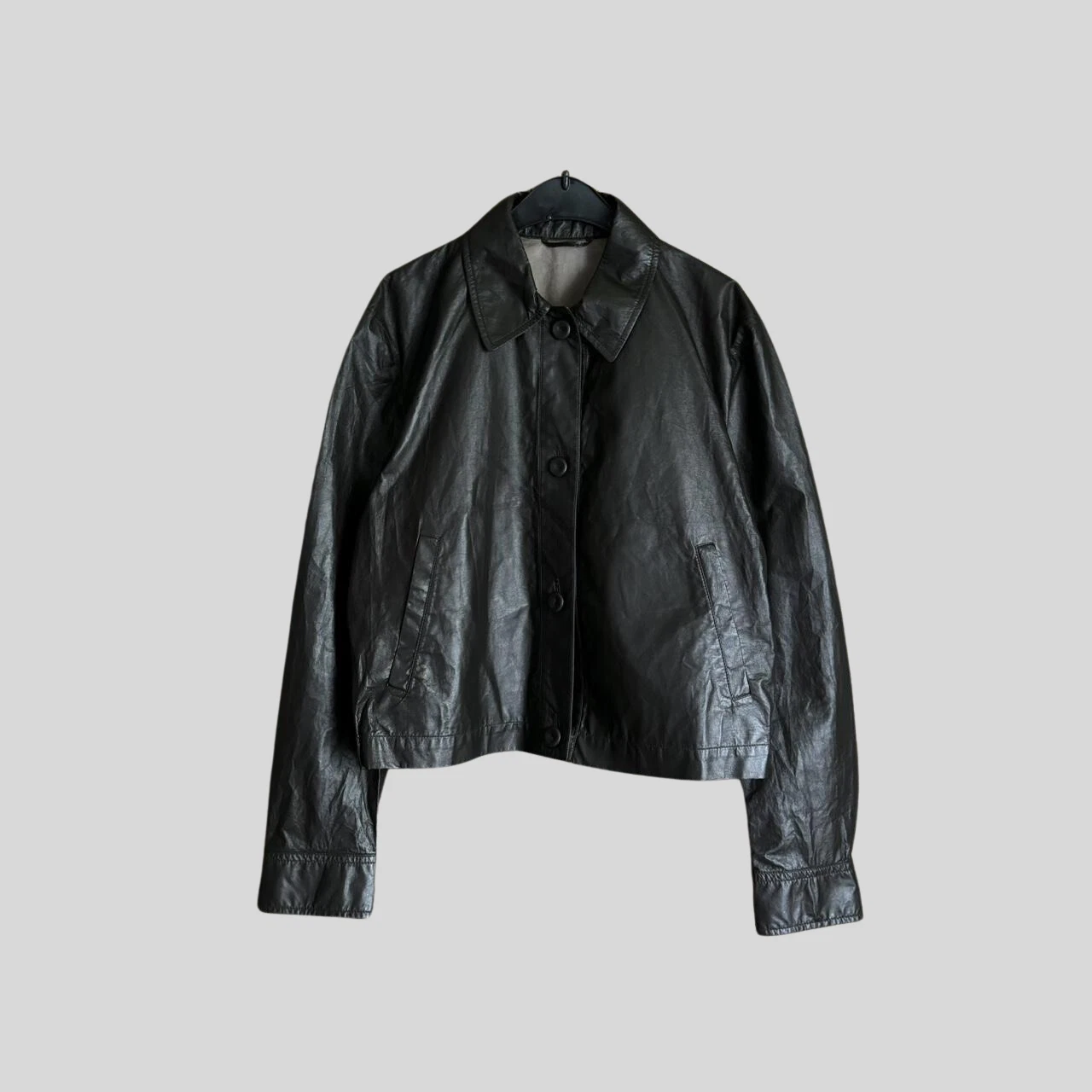 Giacca donna Bottega Veneta vita elastica pelle marrone cropped taglia 42