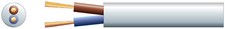 2 core round mains PVC, 2 x 48/0.2mm, 15A, 7.4mmØ, Black, 100m