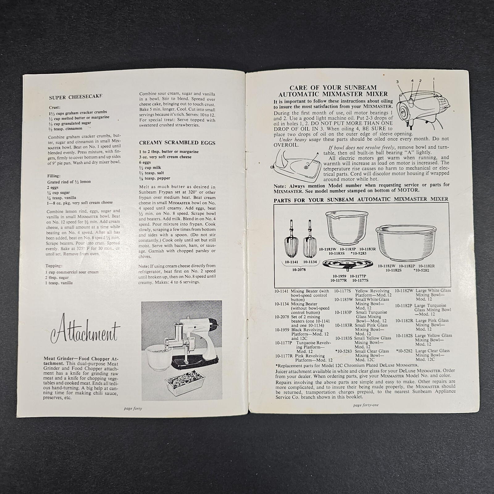 Sunbeam Deluxe Mixmaster Mixer Instruction Recipe Booklet 1957 USA Vintage