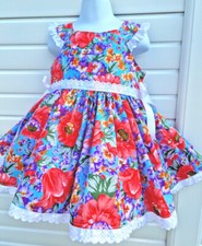 Dream SALE 12-18 MONTHS  baby girls multi floral summer sun  twirly lined dress