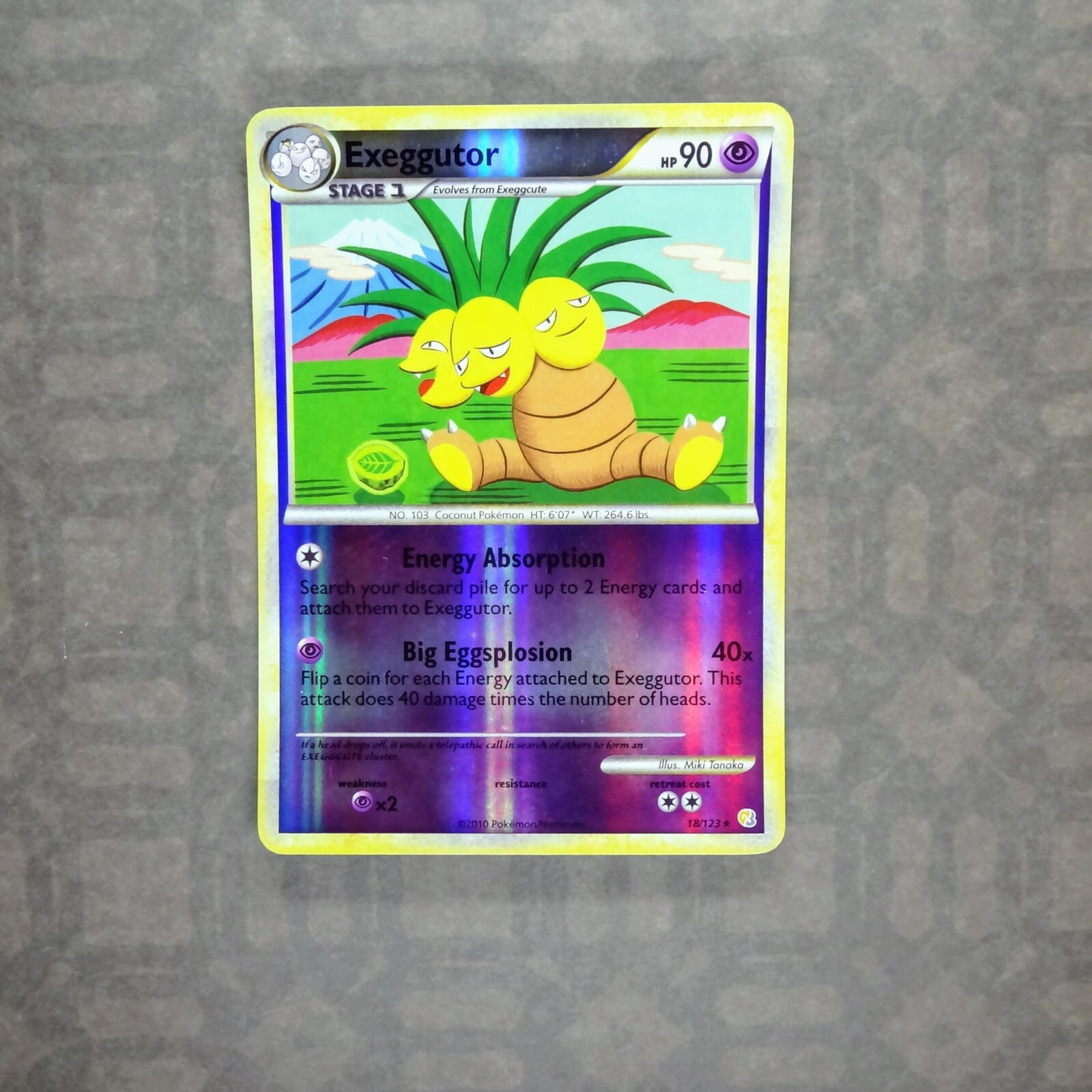 Pokemon TCG Exeggutor 18/123 HeartGold SoulSilver (HS) Reverse Holo Rare 2010 LP