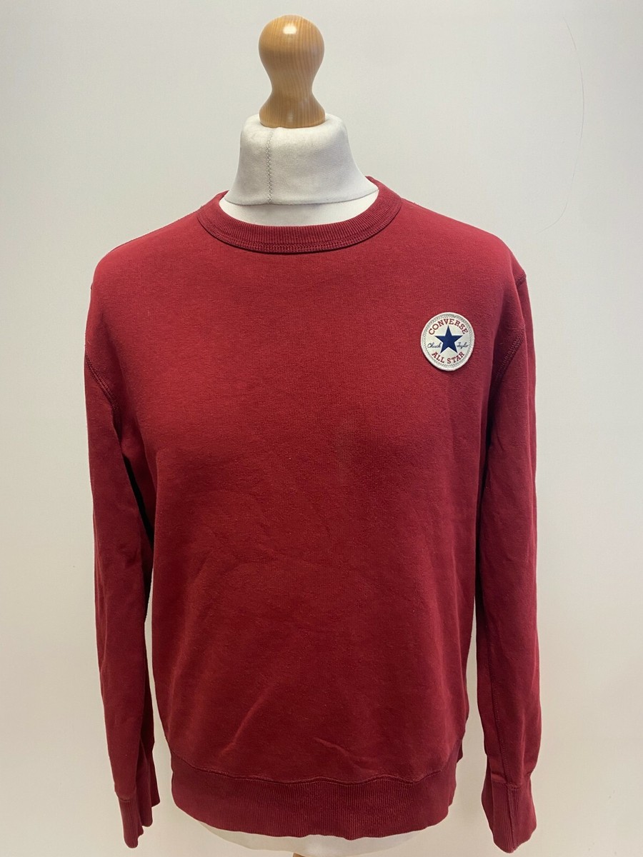 RR553 MENS CONVERSE RED CREW NECK LONG SLEEVE SWEATSHIRT UK S EU