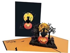  Scary Black Cat on Pumpkin Halloween 3D Pop Up Greeting Card – Jack-O 