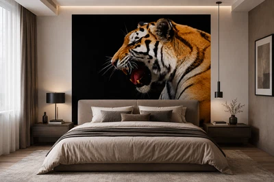 Decor Wallpaper black Wall Mural 254x183cm large size bedroom art animal tiger - Image 1 of 4