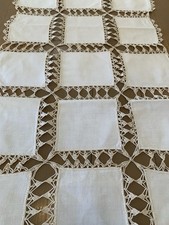 Vintage Heirloom Lace Insert Table Runner Dresser Scarf Hand Crochet 18x41