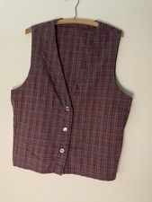 Vintage Womens Plaid Tartan Vest Academia Boho 90s Preppy Classic Cotton Texture
