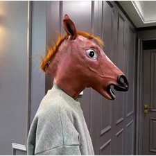 Brown Horse Head Latex Mask Halloween Animal Cosplay Party Costume Prop