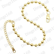 Solid 18K Yellow Gold Filled Hypoallergenic 7/9" 4mm Italian Bead Chain Bracelet