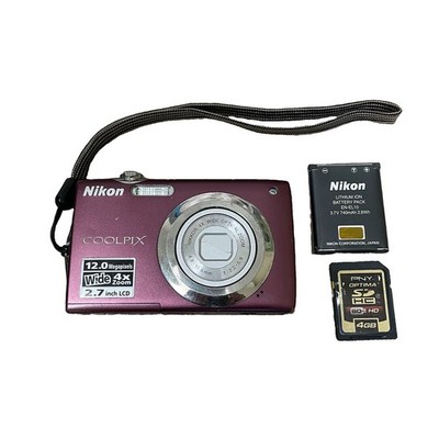Nikon Coolpix S3000 Digital Camera Plum 12MP 4X Zoom Tested/Works