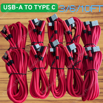 90 Degree L Quick Charging Fast Charge USB-C USB-A Cable Type C Charger Cord Lot