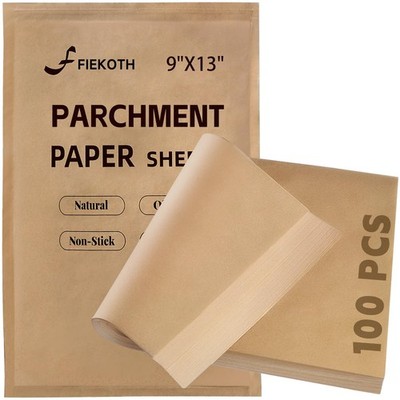 100 Pcs 9x13 Inches Unbleached Parchment Paper Sheets for Baking, Quarter She...