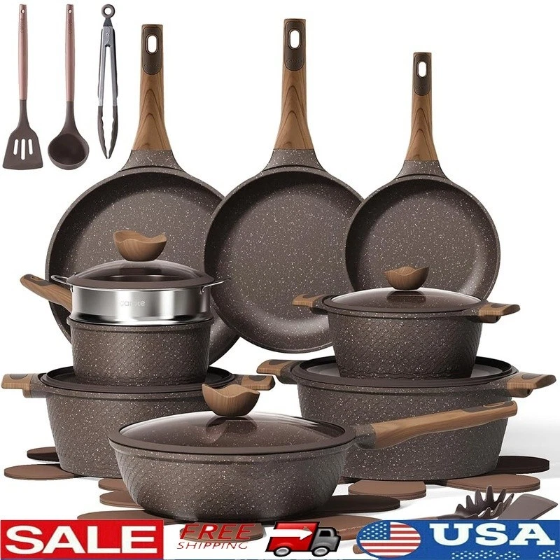 26 Piece Nonstick Cookware Set Aluminum Fry Pans Saucepans Stockpots Utensils US