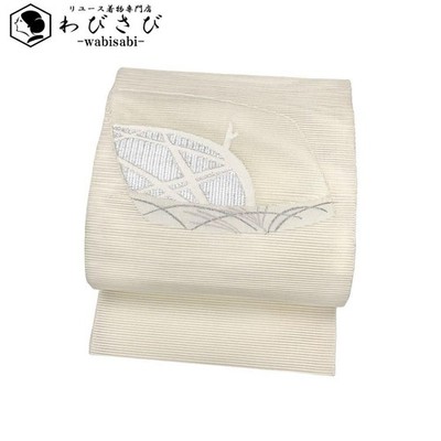SUMMER OBI NAGOYA OBI ROTSUZURE Scenery Grass Pattern MILKY WHITE O-3956