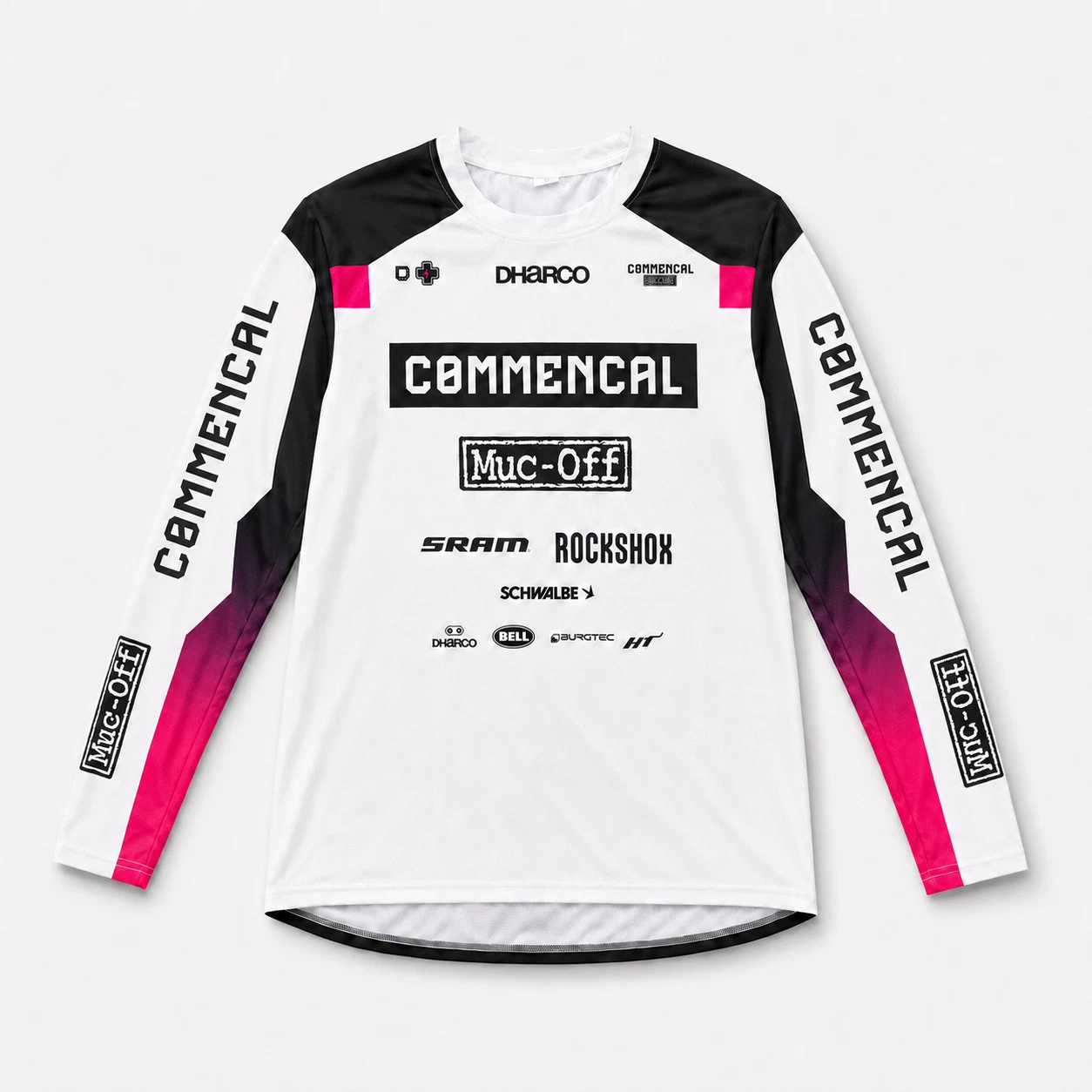 Commencal Muc-Off DHARCO MTB Jersey Long Sleeve White Black Pink Downhill Enduro