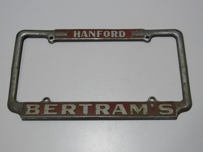 Vintage RARE Bertram's Dodge-Plymouth Hanford CA Metal License Plate Frame Tag