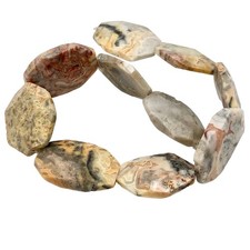 Crazy Lace Agate Faceted Bead Strand 40x30mm Orange/Grey/Pink Octagon