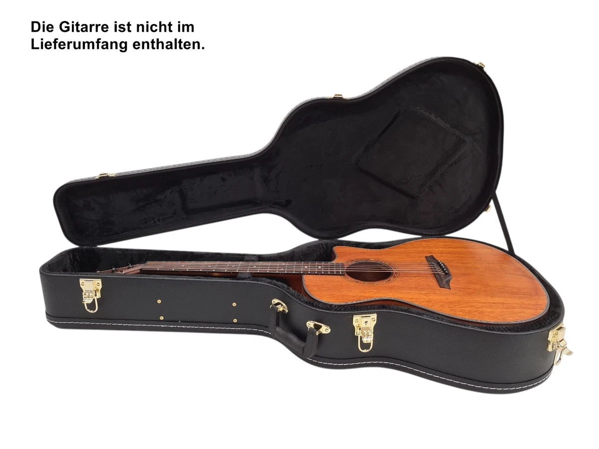 Westerngitarre Koffer Jumbo Gitarrenkoffer Hartschale Holzkern Leder Schwarz NEU