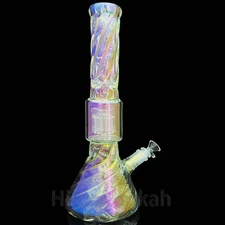15" Heavy Glass Bong 2Lb Smoking Hookah Colorful Percolate Water Pipe 14mm