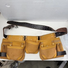 AWP Suede Leather AS-499-3 Construction Tool Belt Pouch Holder Adjustable Great