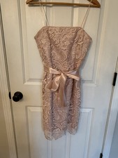 Adrianna Papell Pink Size 4 Floral Lace Strapless Cocktail Dress Wedding Guest