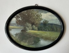 Black Wooden Oval Picture Frame Antique Dimensions 19.7 X 14.7 Cm Vintage