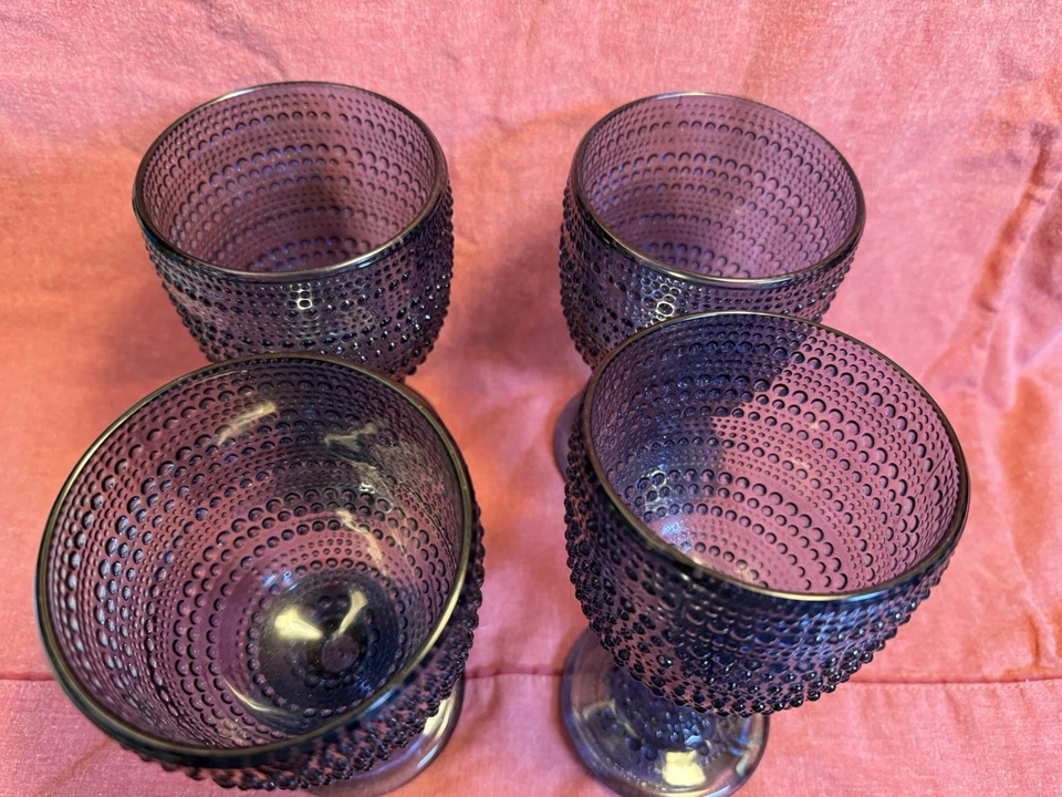 4件套Godinger Lumina蓝色酒杯高脚杯冰茶或水串珠BR — 第 2/4 张图片