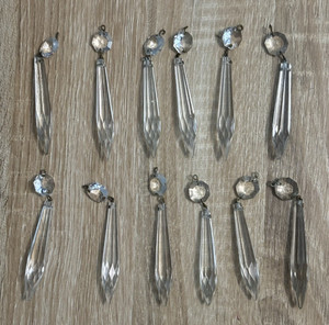 Vintage Drop Crystal Spear w/Crystal Bead Chandelier Prism 3-1/2” w/ Wires