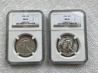 1942 and 1945 NGC MS62 Walking Liberty Half Dollars