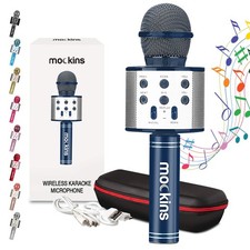 Mockins Navy Bluetooth Karaoke Microphone for Kids with Built in Speaker 