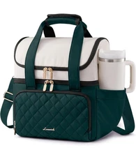 Large Double-Deck Insulated Lunch Bag Tote – 24L Capacity, Waterproof, Leakproof