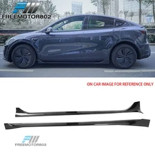Fits 25-26 Tesla Model Y Juniper Side Skirts Gloss Black Rocker Panel Molding