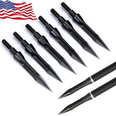 MILAMU 12X Archery Arrowheads Hunting Tips Screw Points Bow Crossbow Arrow Broadheads