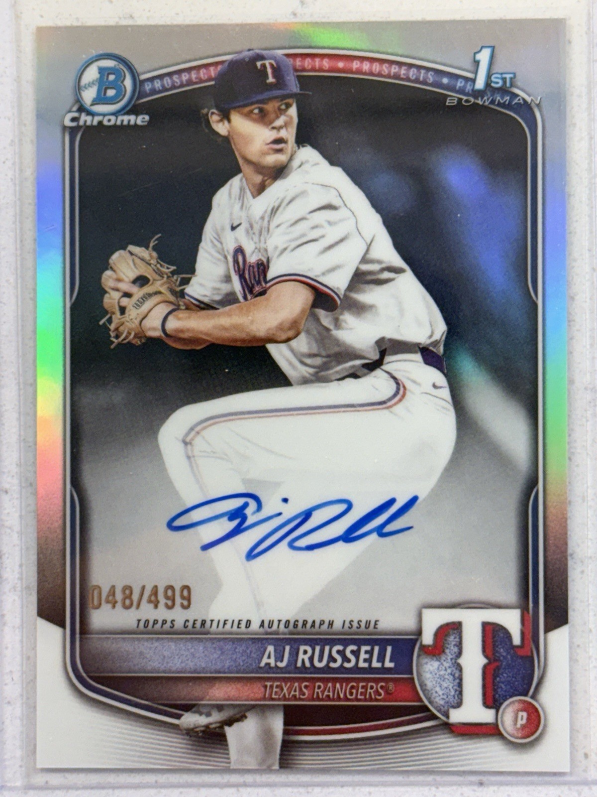 2025 Bowman Chrome Draft AJ Russell #CPA-AR Refractor 1st Bowman RC Auto #48/499